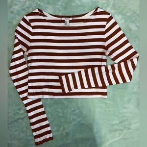 Brown Stripe Cropped Long Sleeve